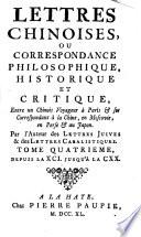 Lettres Chinoises, Ou Correspondance Philosophique, Historique Et Critique