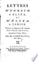 Lettres d'Yorlck [i.e. Yorick] a Eliza, et d'Éliza a Yorick