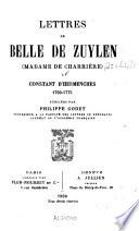 Lettres de Belle de Zuylen (Madame de Charriere) à Constant d'Hermenches, 1760-1775