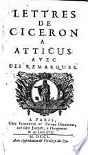 Lettres de Ciceron à Atticus avec des remarques