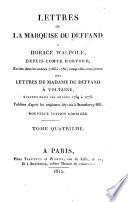 Lettres de la Marquise Du Deffand à Horace Walpole, depuis comte d'Orford, écrites dans les années 1766 à 1780