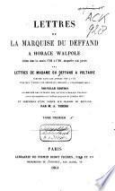Lettres de la marquise du Deffand à Horace Walpole