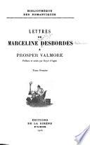 Lettres de Marceline Desbordes à Prosper Valmore