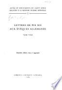 Lettres de Pie XII aux évêques allemands