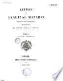 Lettres du cardinal Mazarin pendant son ministère