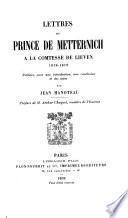 Lettres du prince de Metternich à la comtesse de Lieven, 1818-1819