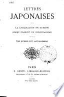 Lettres japonaises sur la civilisation en Europe comme produit du christianisme