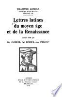 Lettres latines du Moyen Age et de la Renaissance
