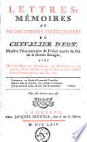 Lettres, mémoires et négociations particulières du chevalier d'Eon