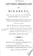 Lettres originales de Mirabeau, écrites du donjon de vincennes, pendant les années 1777, 78, 79 et 80...