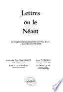 Lettres ou le néant