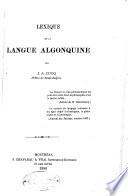 Lexique de la langue algonquine