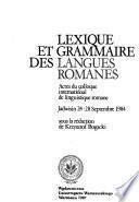 Lexique et grammaire des langues romanes