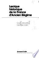 Lexique historique de la France d'Ancien régime