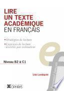Lire un texte académique en français Stratégies de lecture