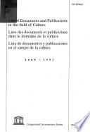 List of Documents and Publications in the Field of Culture, 1989-1991