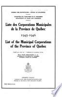 List of the Municipal Corporations of the Province of Quebec