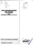 Liste bibliographique des travaux