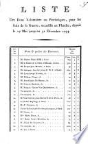 Liste Des Dons Volontaires ou Patriotiques, pour les fraix de la Guerre, recueillis en Flandre, depuis le 17 Mai jusqu'au 31 Decembre 1793