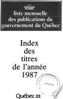 Liste mensuelle des publications du gouvernement du Québec