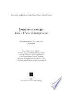 Littérature et musique dans la France contemporaine