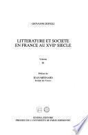 Littérature et société en France au XVIIe siècle
