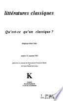 Littératures classiques