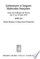 Littératures et langues dialectales françaises