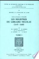 Livres et lecteurs à Grenoble. Les registres du libraire Nicolas (1645-1668)