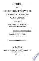 Lyćee, ou Cours de littérature ancienne et moderne
