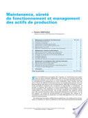 Maintenance, Surete de Fonctionnement et Management des Actifs de Production