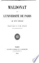 Maldonat et l'universite de Paris au XVI. Siecle