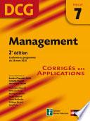 Management - DCG - épreuve 7 - Corrigés des applications