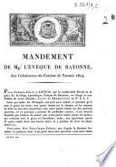 Mandement de Mgr l'évêque de Bayonne, sur l'abstinence du Carême de l'année 1824