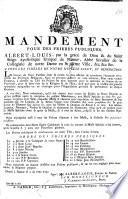 Mandement Pour Des Prieres Publiques. Albert-Louis, par la grace de Dieu & du Saint ... A Tous Les Fidéles De Notre Diocèse Salut, Et Bénédiction