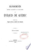Mandements des Evêques de Québec
