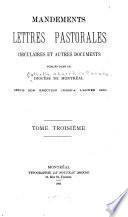 Mandements, lettres pastorales, circulaires et autres documents publié dans le Diocèse de Montréal