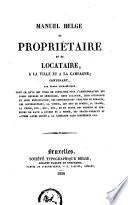 Manuel belge du propriétaire et du locataire, à la ville et à la campagne