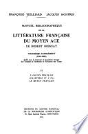 Manuel bibliographique de la littérature française du moyen âge