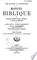 Manuel biblique ou Cours d'écriture Sainte à l'usage des Séminaires
