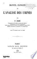 Manuel clinique de l'analyse des urines