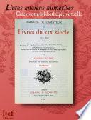 MANUEL DE L'AMATEUR DE LIVRES DU XIXème