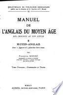 Manuel de l'anglais du moyen âge des origines au XIVe siècle
