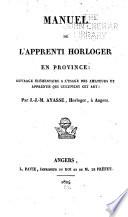 Manuel de l'apprenti horloger en province