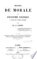 Manuel de morale et d'économie politique à l'usage des classes ouvrières