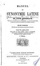 Manuel de synonymie latine