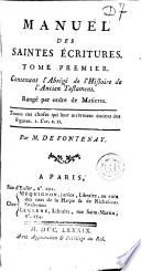 Manuel des Saintes Ecritures, 1