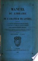 Manuel du libraire et de l'amateur de livres