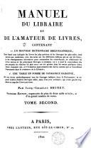 Manuel du libraire et de l'amateur de livres