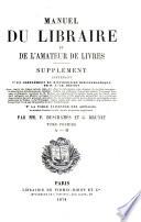 Manuel du libraire et de l'amateur de livres, supplément